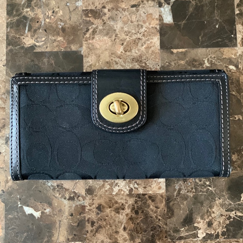 Coach black wallet with coin purse